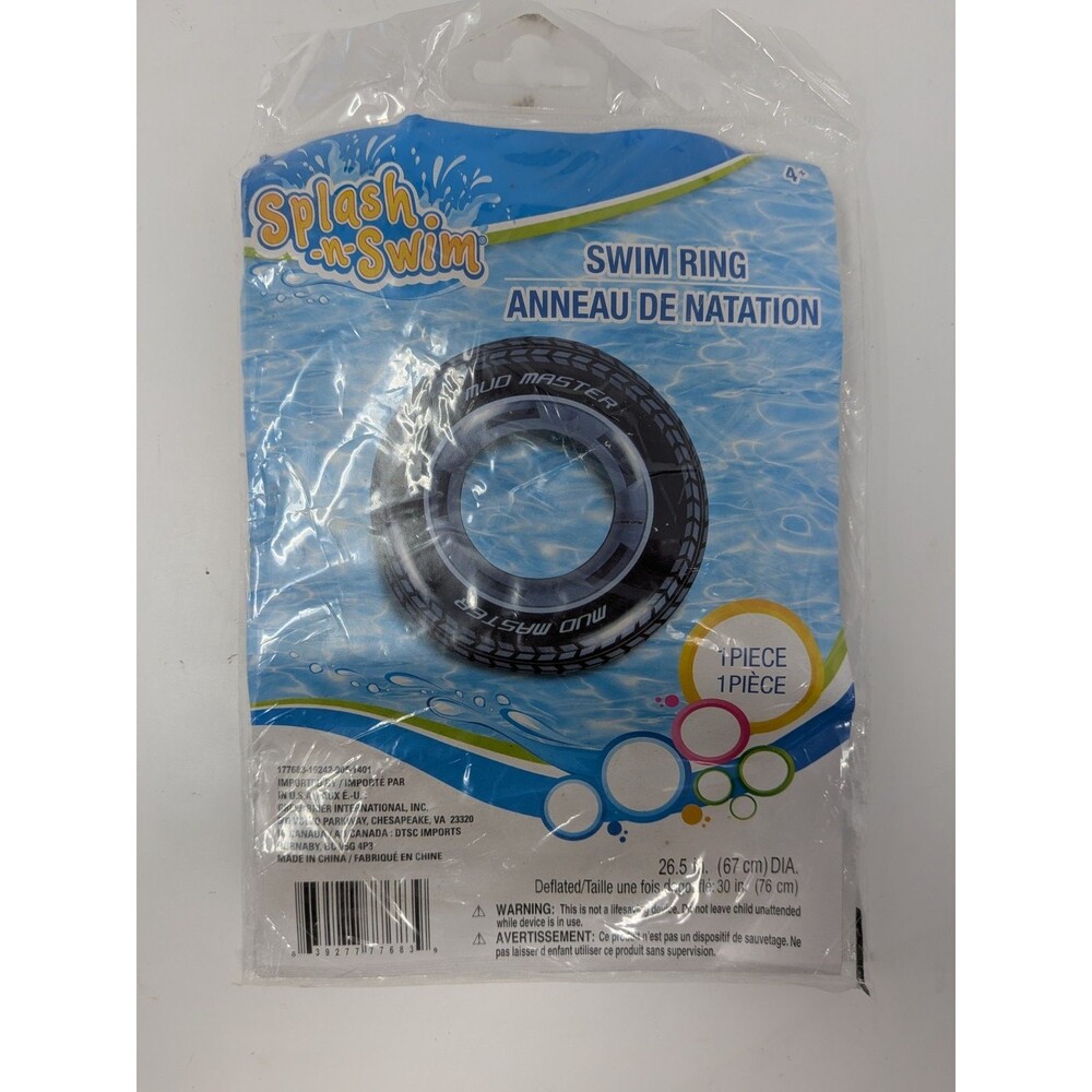Splash-n-Swim Mud Master Tire Swim Ring 26.5in Pool Float NEW Sealed Ages 4+
